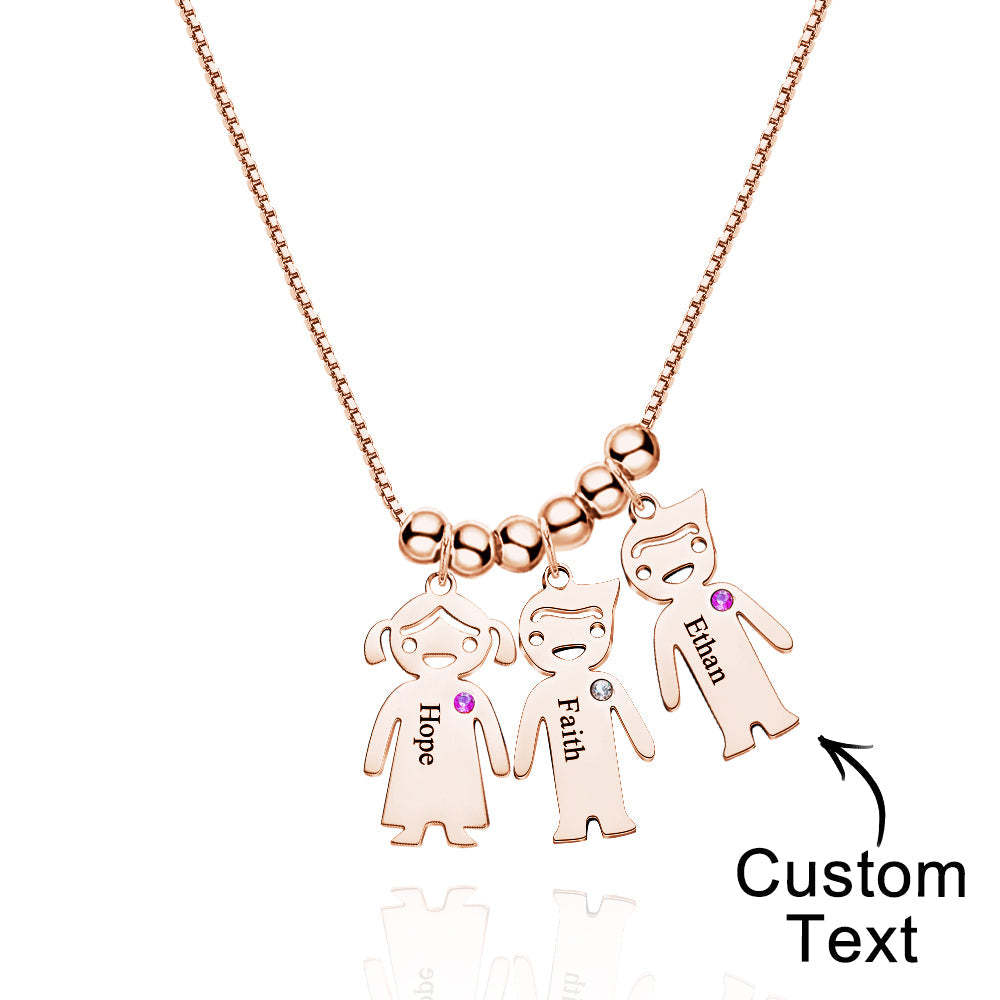 Mother's Necklace with Engravable Birthstone Children's Charms - yournamenecklaceuk