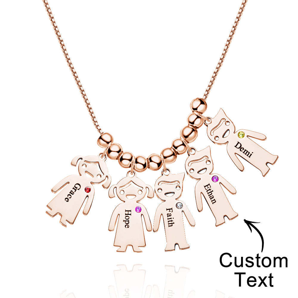 Mother's Necklace with Engravable Birthstone Children's Charms - yournamenecklaceuk