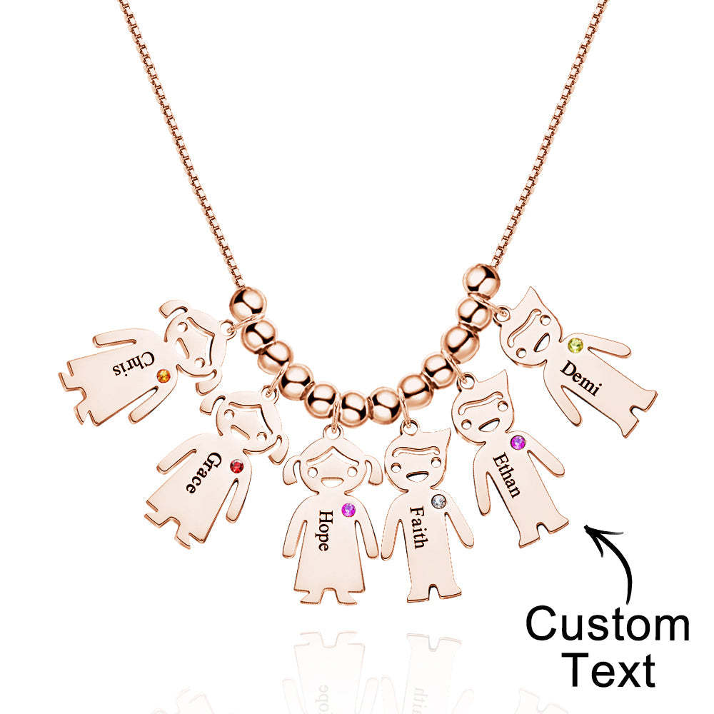 Mother's Necklace with Engravable Birthstone Children's Charms - yournamenecklaceuk