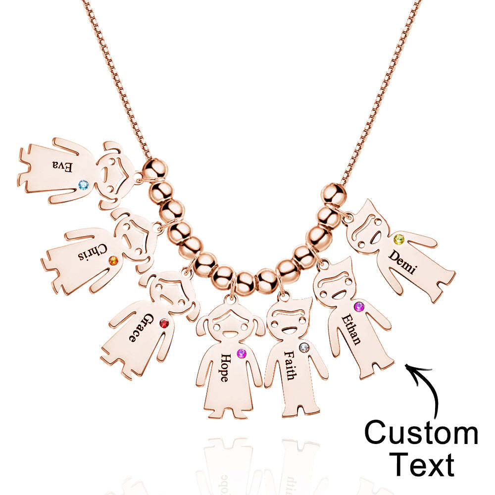 Mother's Necklace with Engravable Birthstone Children's Charms - yournamenecklaceuk