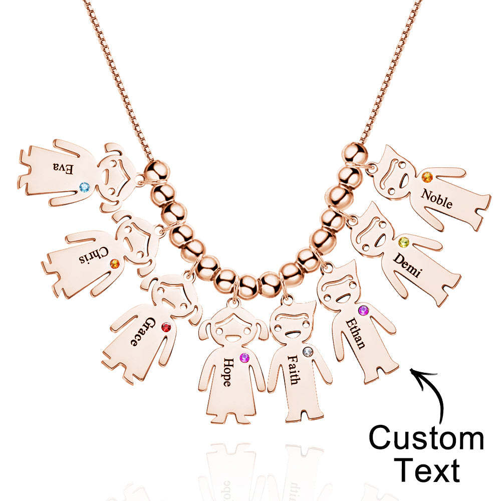 Mother's Necklace with Engravable Birthstone Children's Charms - yournamenecklaceuk