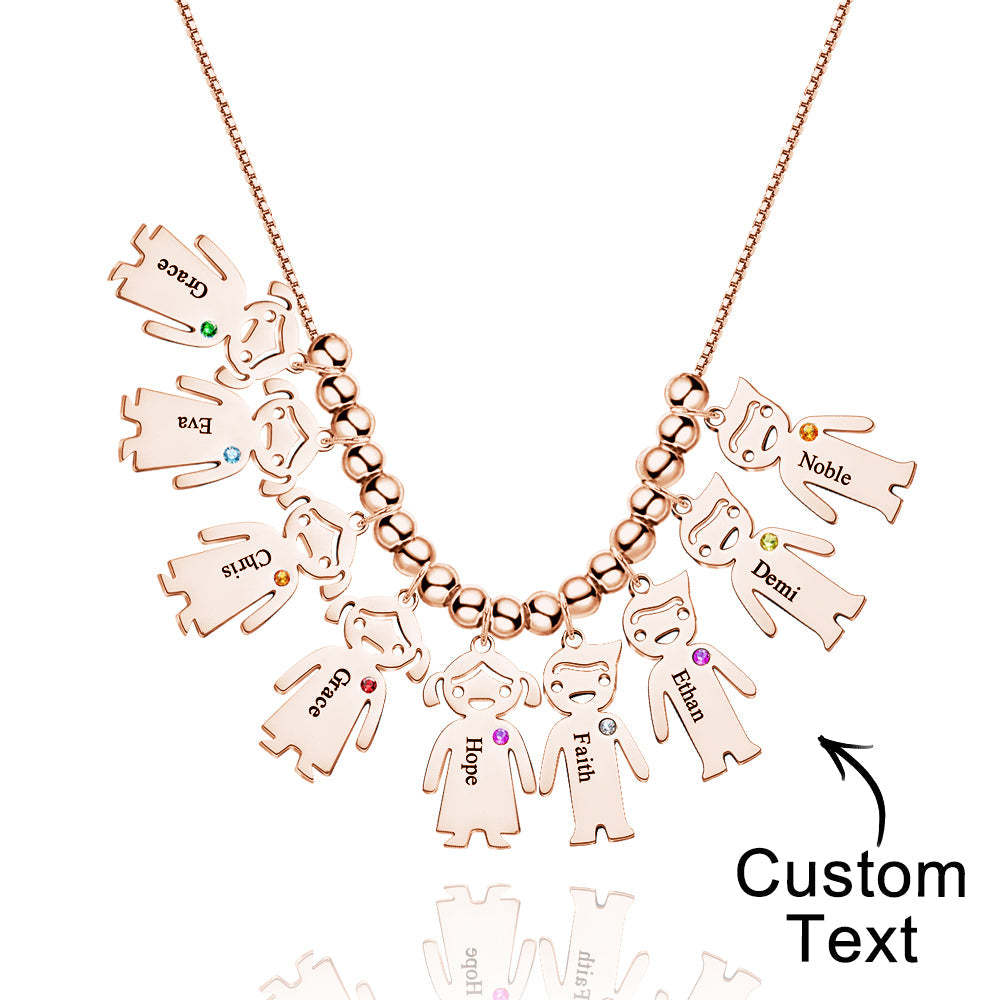 Mother's Necklace with Engravable Birthstone Children's Charms - yournamenecklaceuk