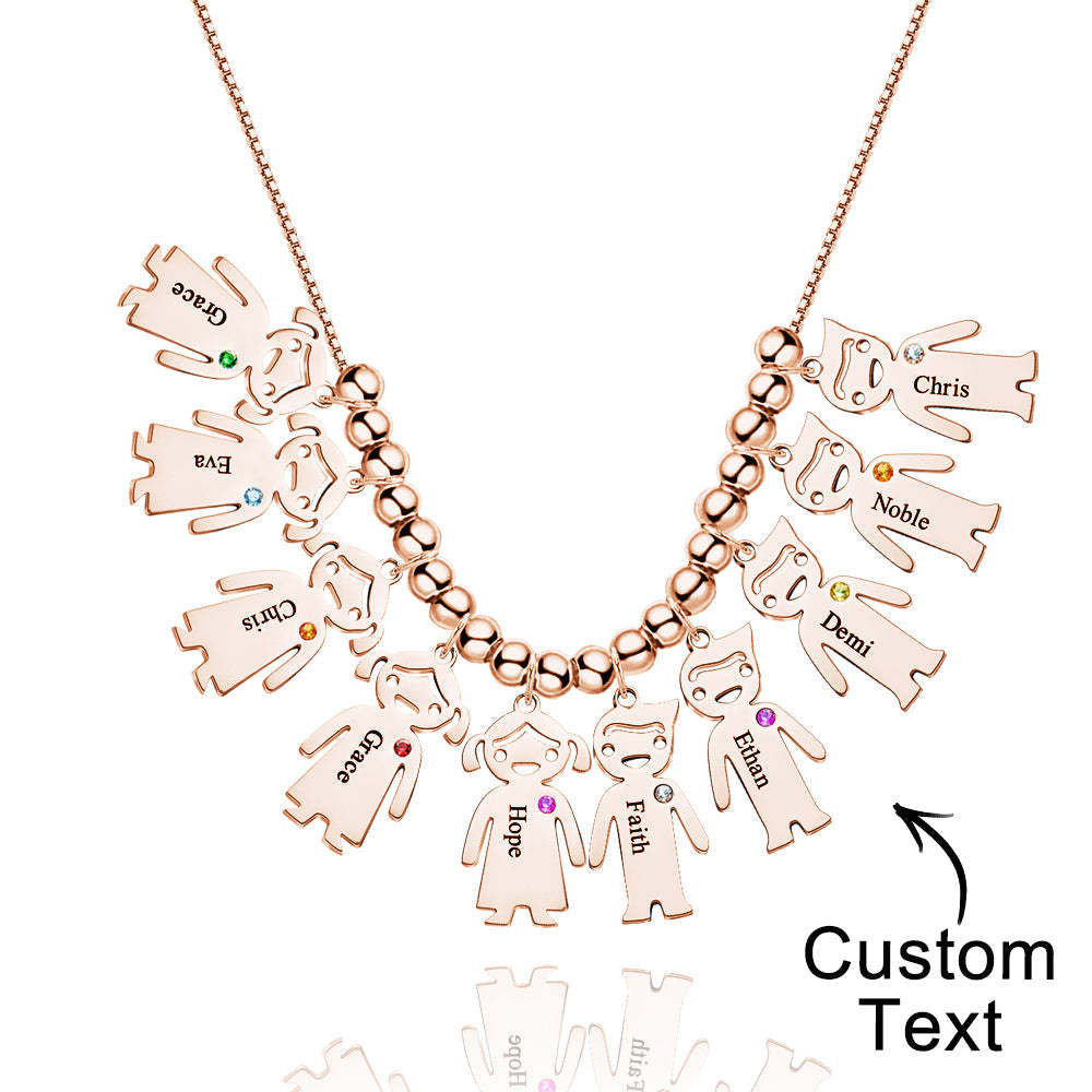 Mother's Necklace with Engravable Birthstone Children's Charms - yournamenecklaceuk