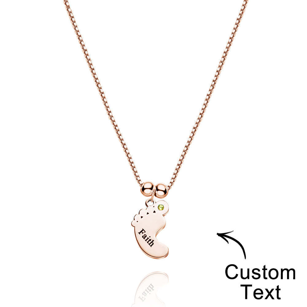 Custom Name Birthstone Baby Feet Charm Necklace For Christmas - yournamenecklaceuk