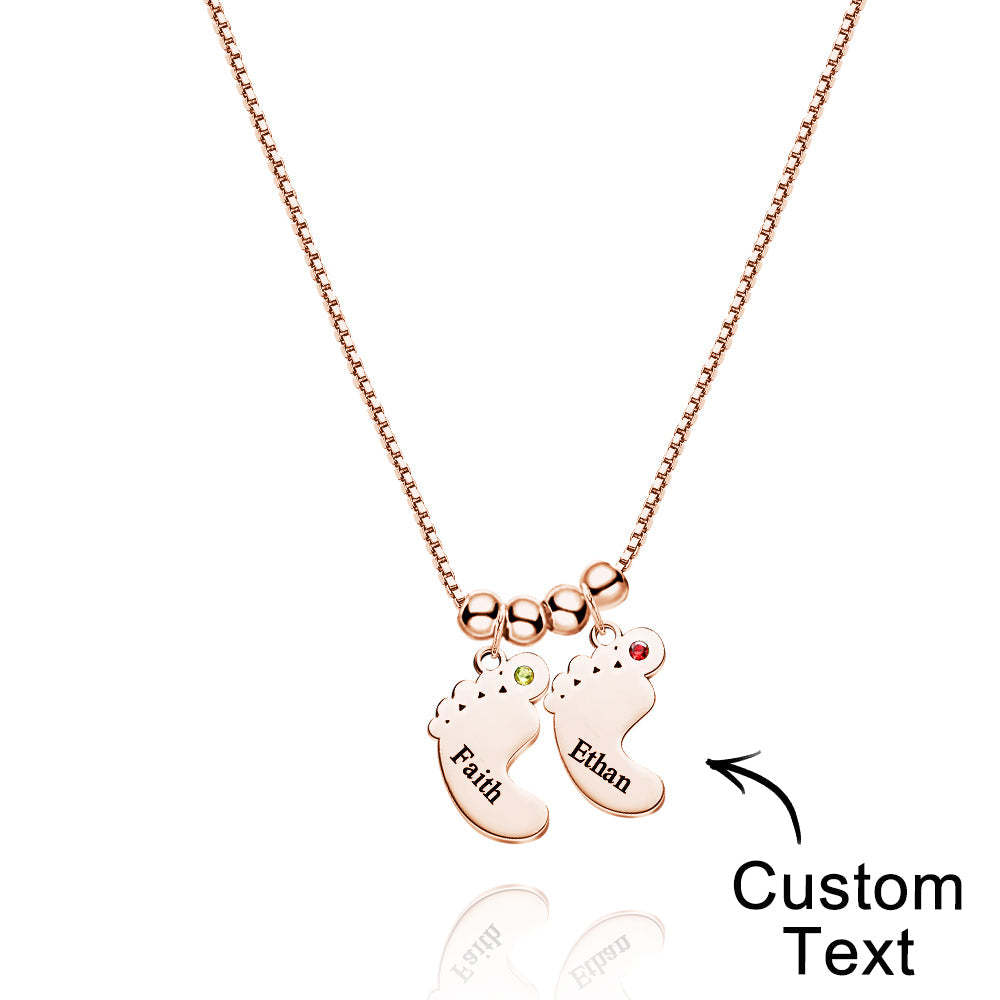Custom Name Birthstone Baby Feet Charm Necklace For Christmas - yournamenecklaceuk