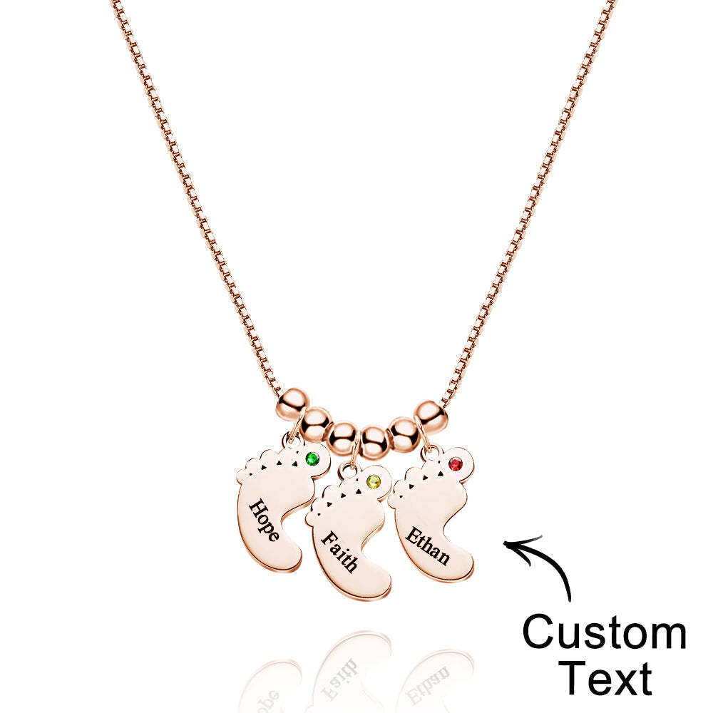 Custom Name Birthstone Baby Feet Charm Necklace For Christmas - yournamenecklaceuk