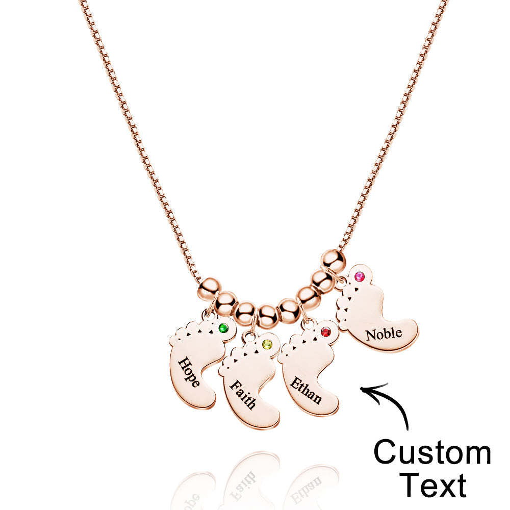 Custom Name Birthstone Baby Feet Charm Necklace For Christmas - yournamenecklaceuk