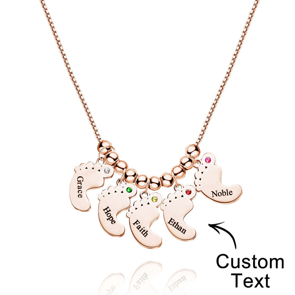 Custom Name Birthstone Baby Feet Charm Necklace For Christmas - yournamenecklaceuk