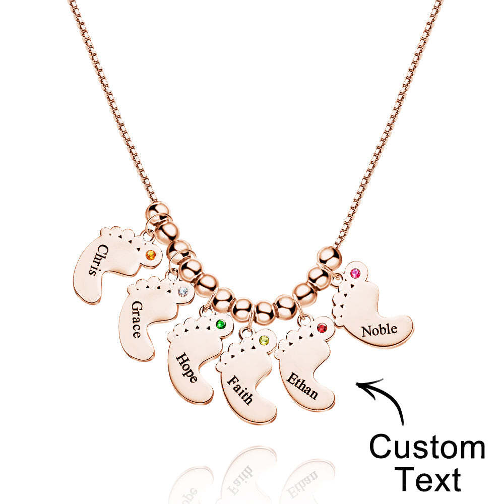 Custom Name Birthstone Baby Feet Charm Necklace For Christmas - yournamenecklaceuk