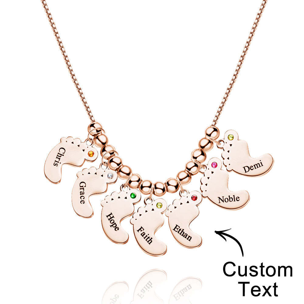 Custom Name Birthstone Baby Feet Charm Necklace For Christmas - yournamenecklaceuk