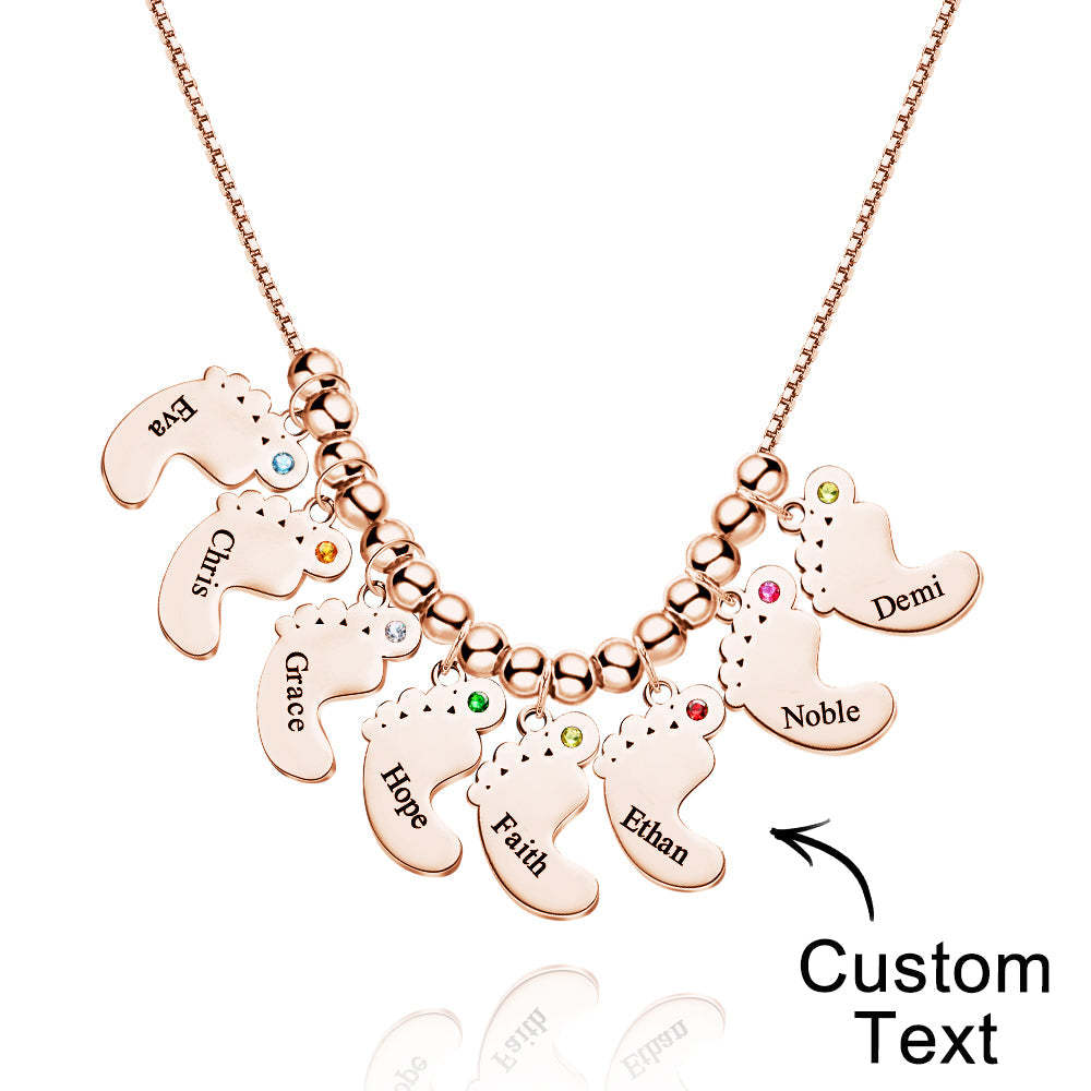 Custom Name Birthstone Baby Feet Charm Necklace For Christmas - yournamenecklaceuk