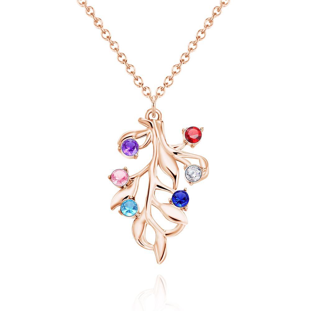 Custom Birthstone Necklace Diamond Tree Commemorate Gifts - yournamenecklaceuk