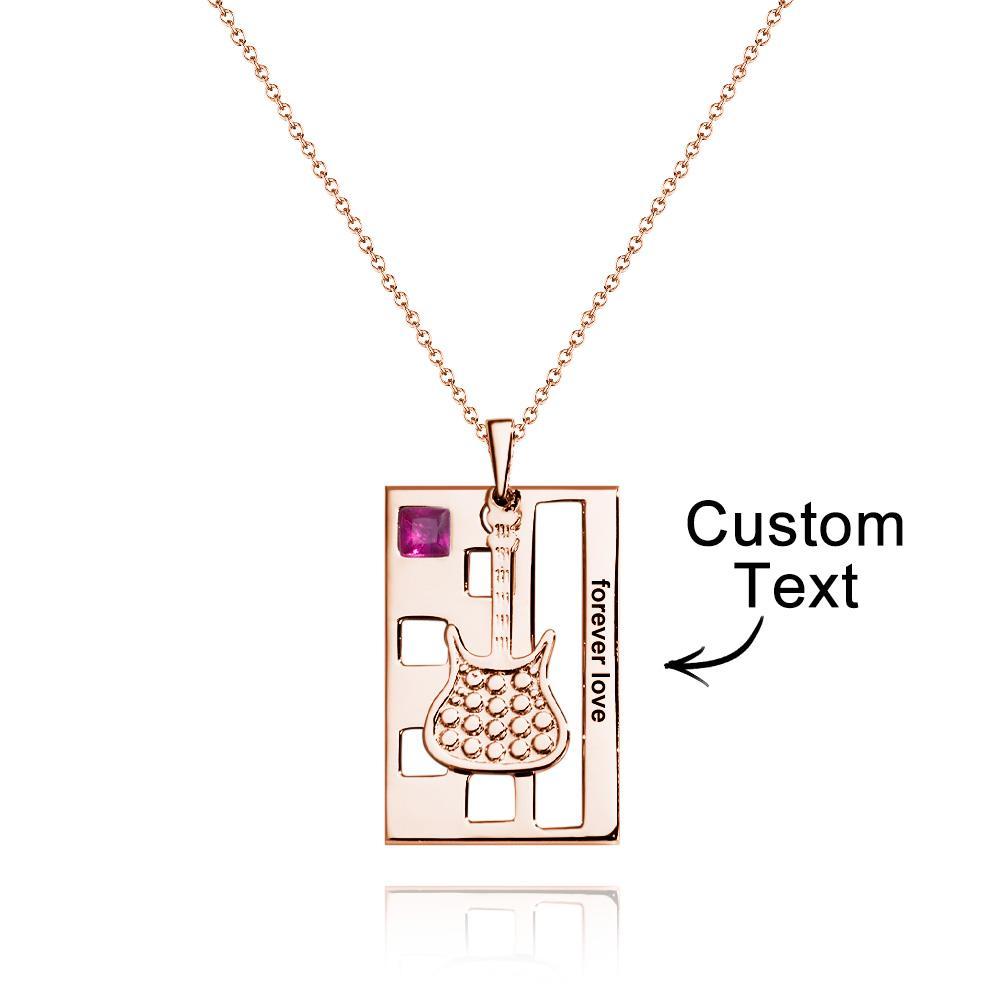 Custom Engraved Birthstone Necklace Forever Love Guitar Music Gifts - yournamenecklaceuk