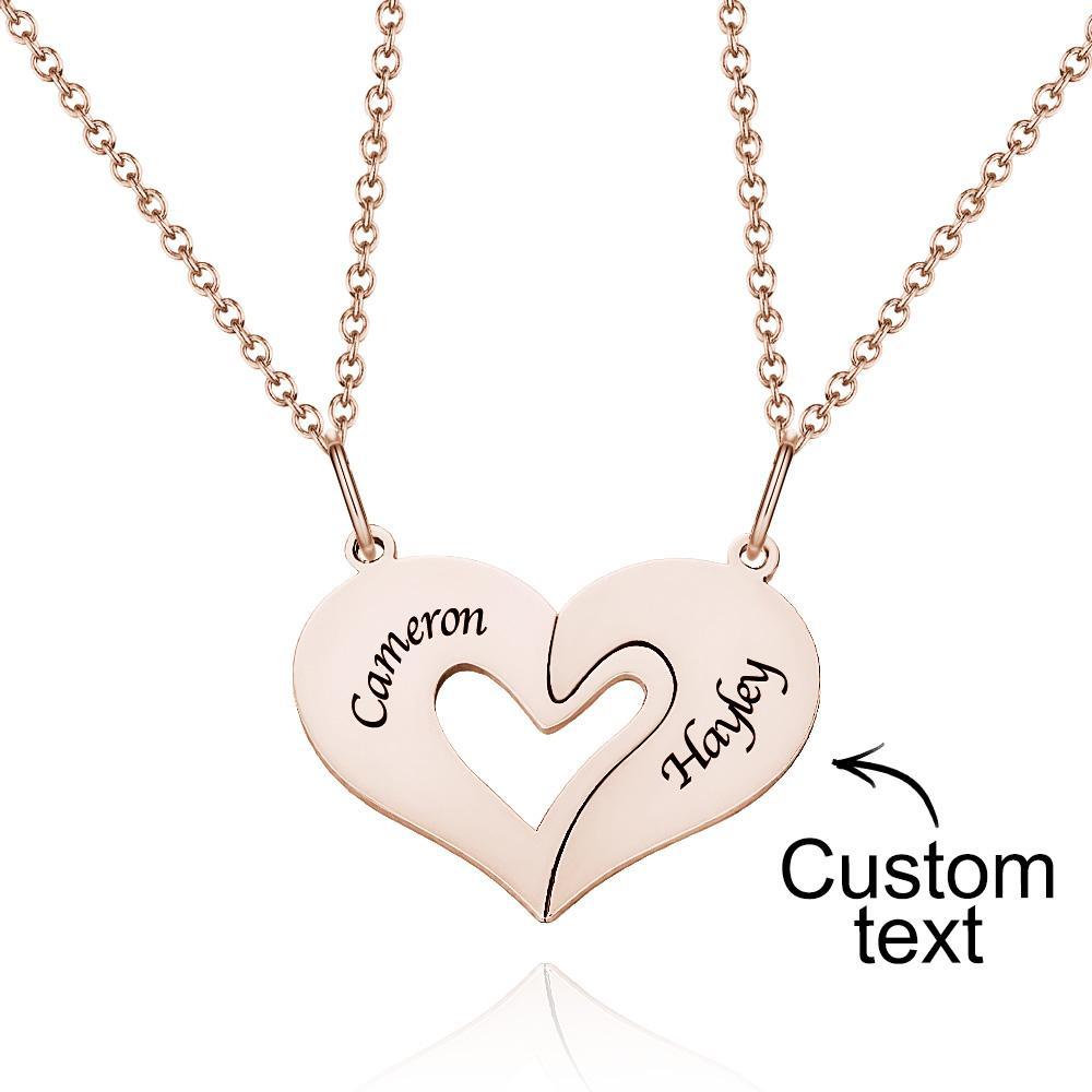 Personalized Engraved Heart Puzzle Necklace Custom Creative Pendant For Couples - yournamenecklaceuk