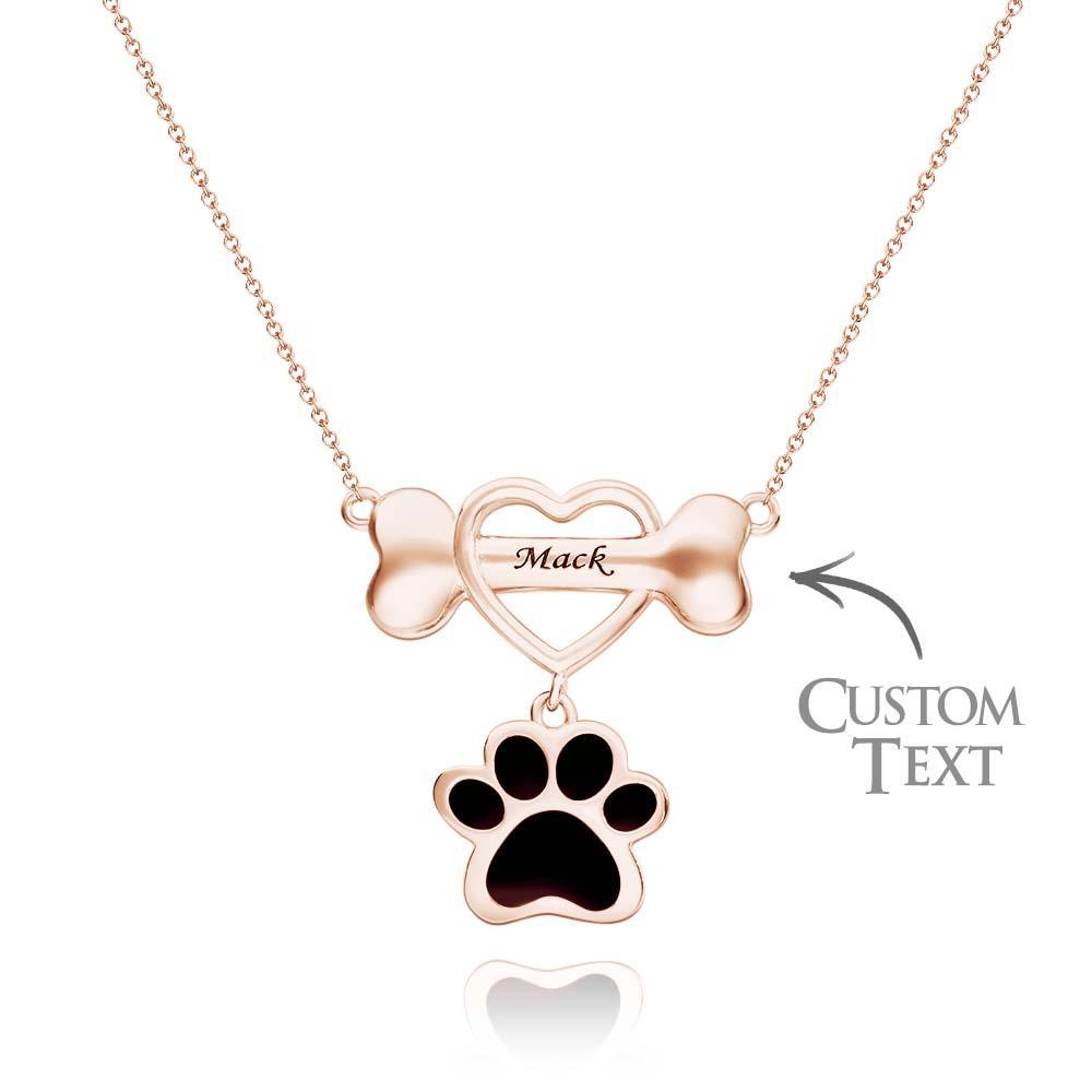 Engravable Pet Paw Theme Necklace Bone Pendant Jewelry For Pet Lovers - yournamenecklaceuk