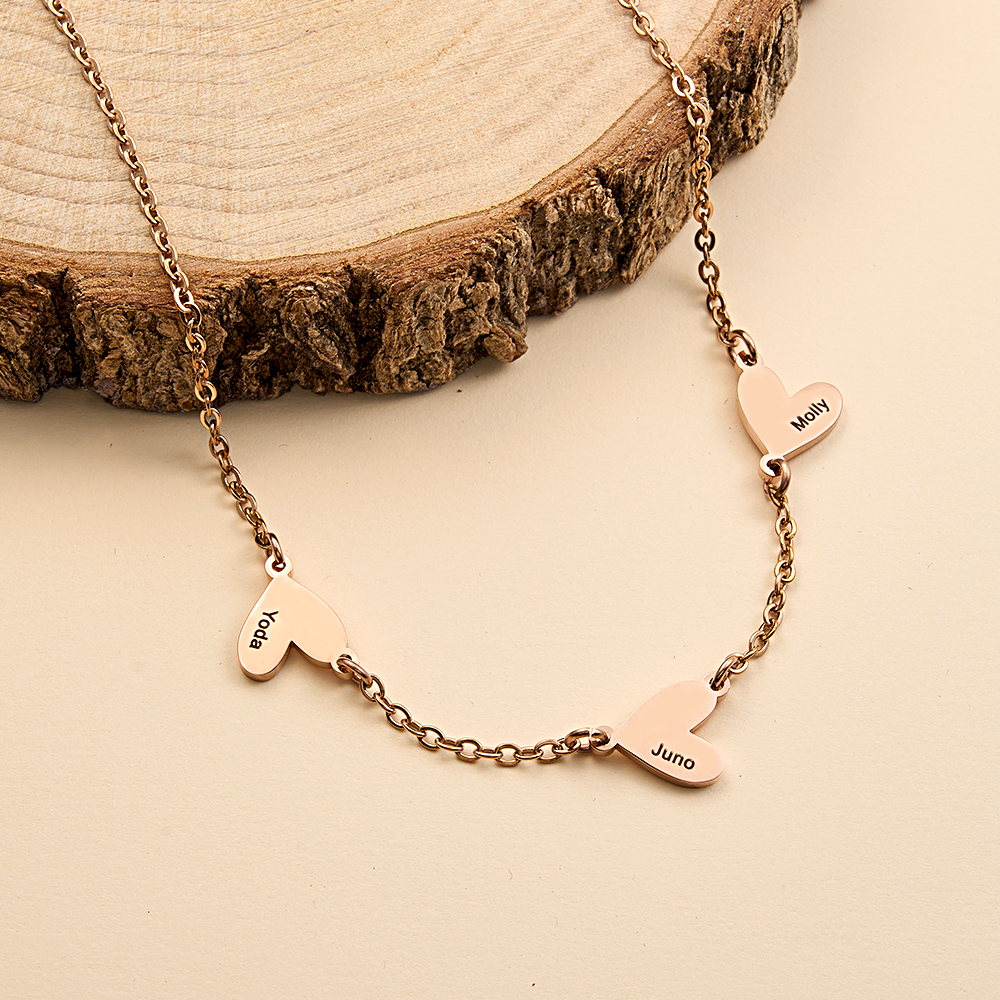 Personalized Family Heart Name Necklace Custom Multiple Name Heart Necklace Family Gifts -  NameNecklaceUK