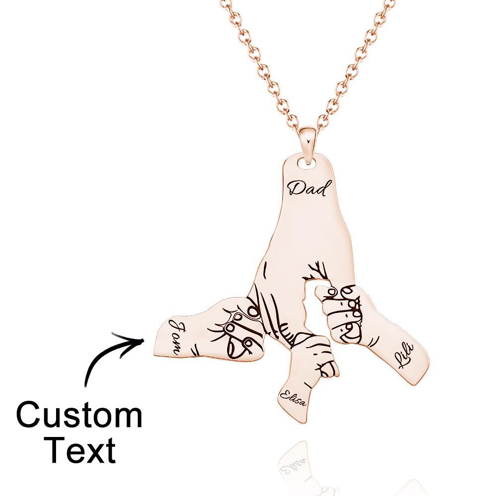 Custom Engraved Necklace Big Hands Small Hands Name Necklace Creative Gift - yournamenecklaceuk