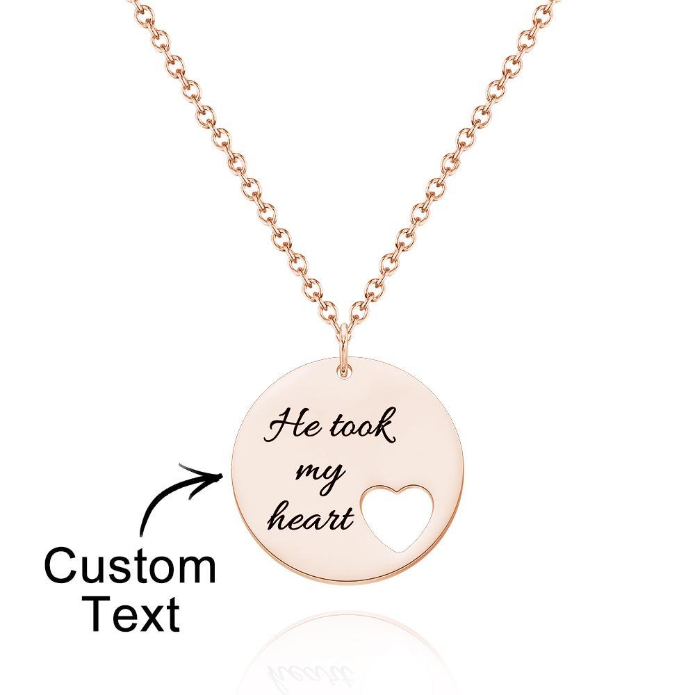 Personalized Heart Cut Necklace Custom Engraved Heart Hollow Circle Pendant - yournamenecklaceuk