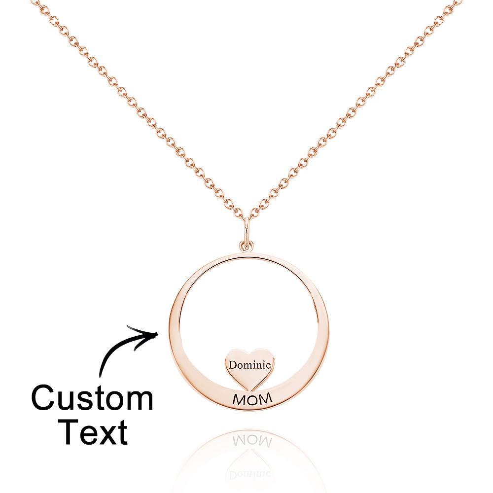 Custom Engraved Necklace Circle Hearts Mom Pendant Necklace Creative Gift - yournamenecklaceuk