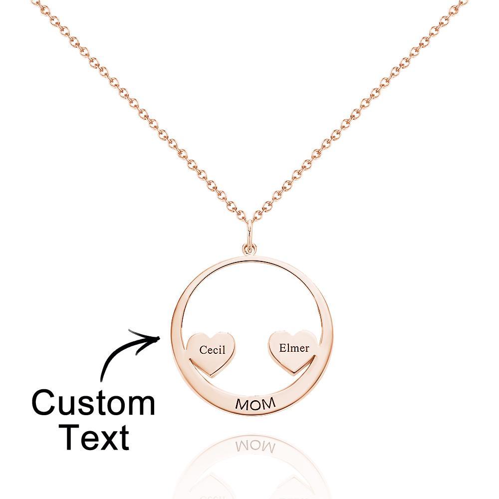 Custom Engraved Necklace Circle Hearts Mom Pendant Necklace Creative Gift - yournamenecklaceuk