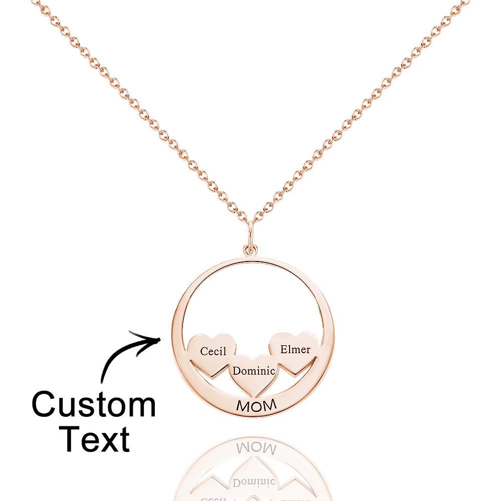 Custom Engraved Necklace Circle Hearts Mom Pendant Necklace Creative Gift - yournamenecklaceuk