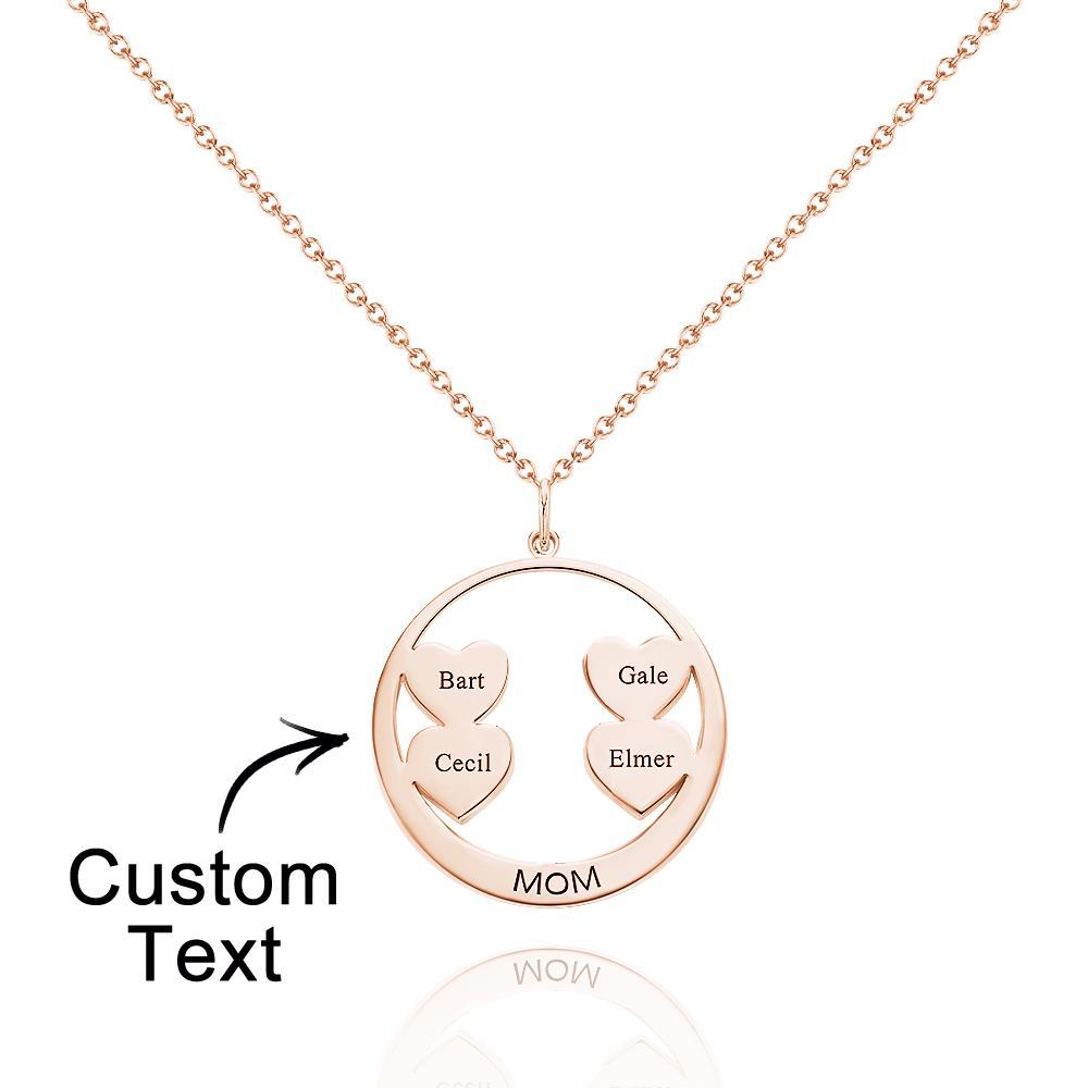 Custom Engraved Necklace Circle Hearts Mom Pendant Necklace Creative Gift - yournamenecklaceuk