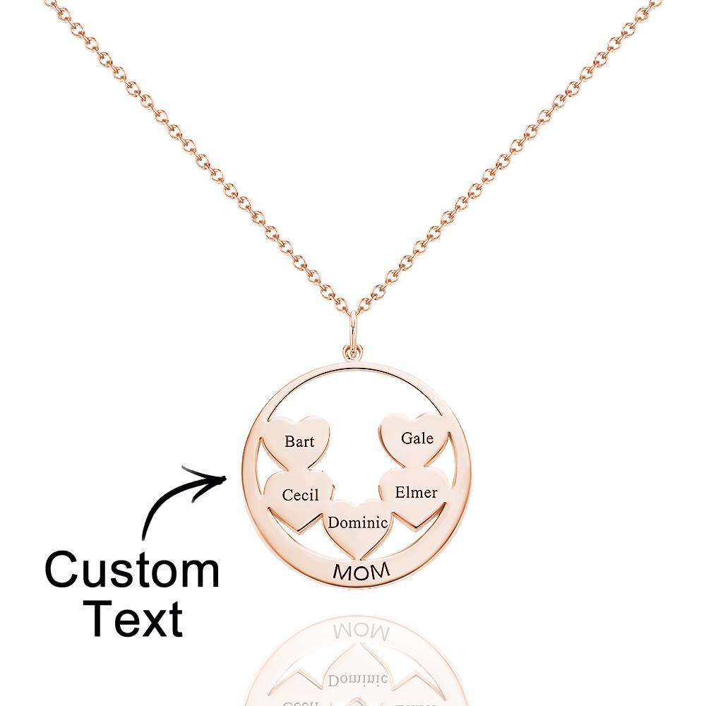 Custom Engraved Necklace Circle Hearts Mom Pendant Necklace Creative Gift - yournamenecklaceuk