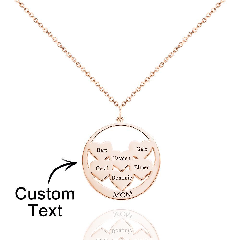 Custom Engraved Necklace Circle Hearts Mom Pendant Necklace Creative Gift - yournamenecklaceuk