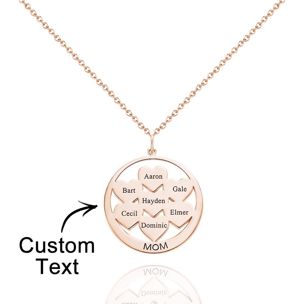 Custom Engraved Necklace Circle Hearts Mom Pendant Necklace Creative Gift - yournamenecklaceuk