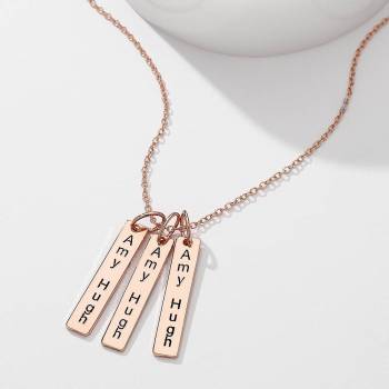 Bar Engraved Bar Necklace Rose Gold Plated