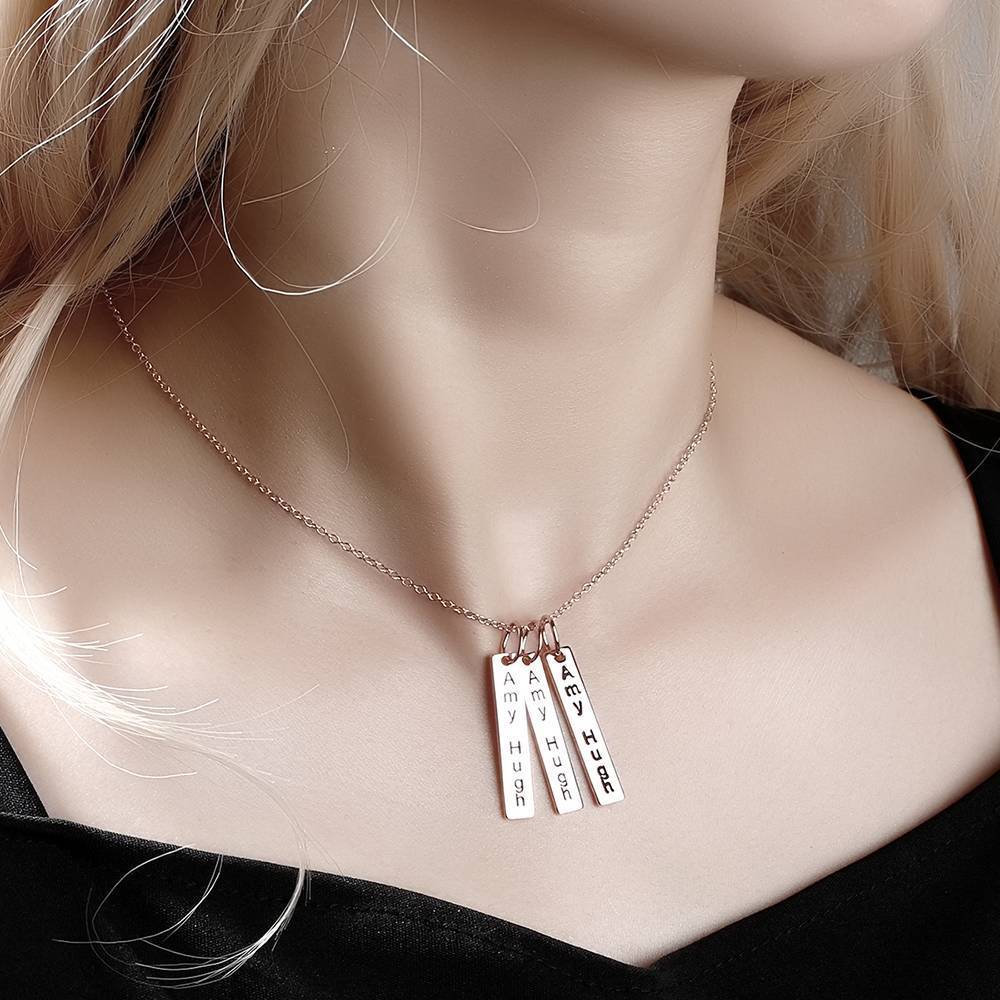 Bar Engraved Bar Necklace Rose Gold Plated