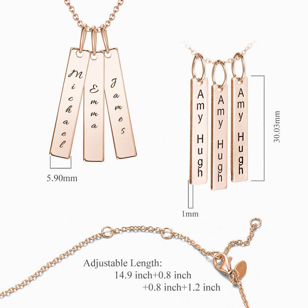 Bar Engraved Bar Necklace Rose Gold Plated