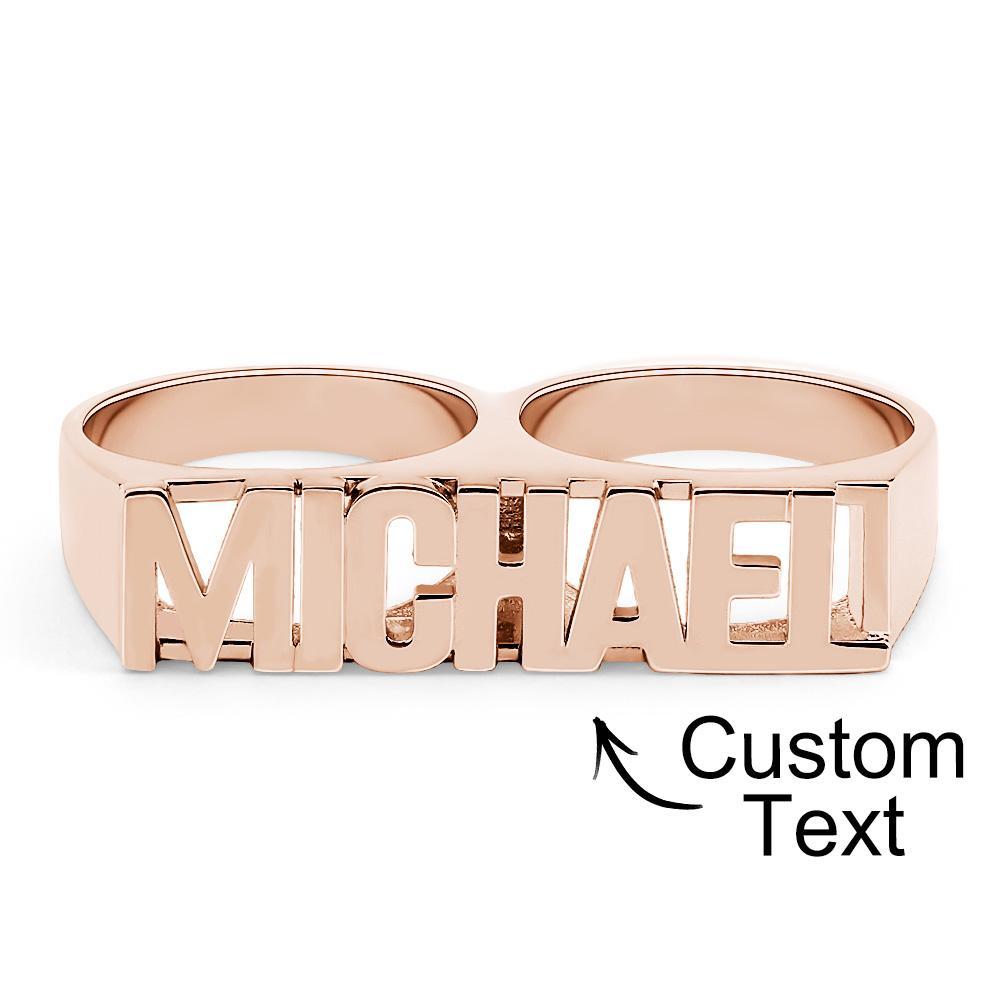 Custom Two Finger Name Ring Personalized Men's Double Band Ring - yournamenecklaceuk