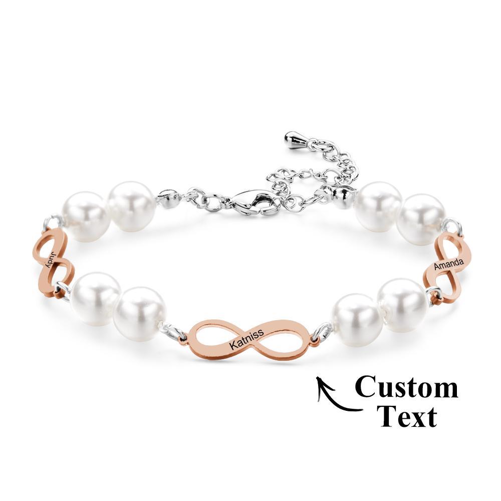 Custom Engraved Bracelet Infinity Love Pearl Romantic Gift - yournamenecklaceuk