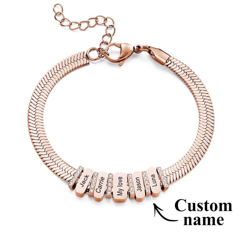 Snake Shaped Chains with Custom Diamond Family Beads Customized with Family Name Giving a Special Gift for Couple - yournamenecklaceuk