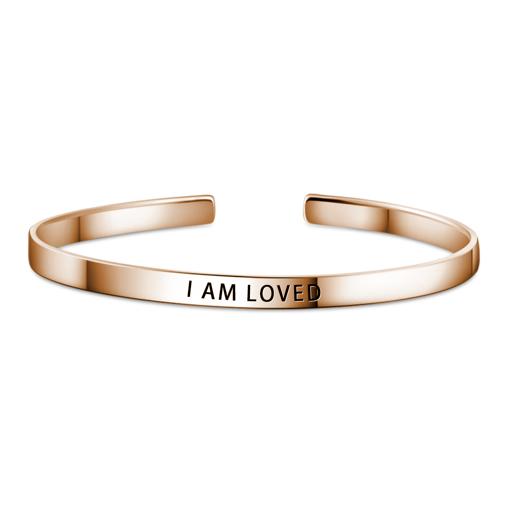 I?AM LOVED Bangle Rose Gold Plated - yournamenecklaceuk