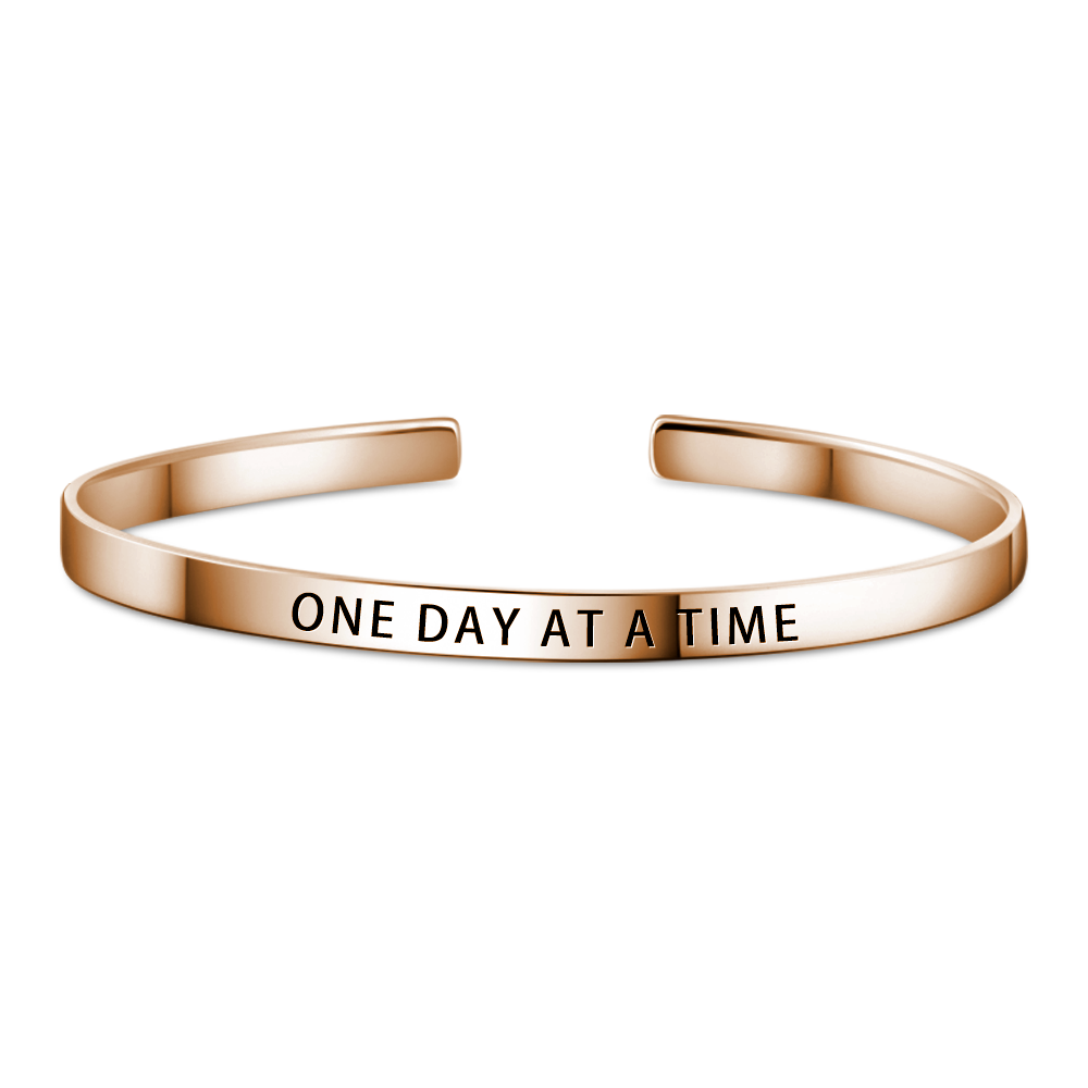 ONE?DAY?AT?A?TIME Bangle Rose Gold Plated - yournamenecklaceuk