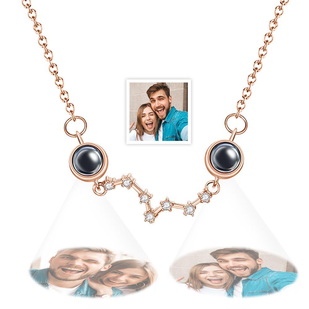 Custom Double Projection Photo Necklace Big Dipper Gifts for Girlfriend - yournamenecklaceuk