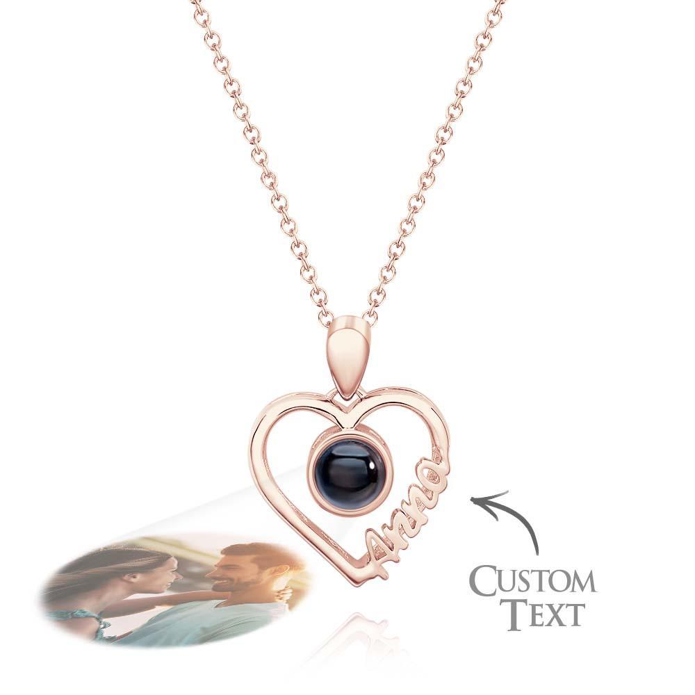 Custom Name Projection Necklace Heart Gift for Her - yournamenecklaceuk