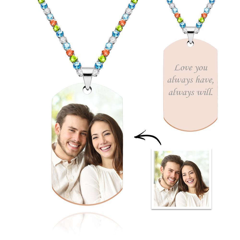 Men's Photo Tag Necklace With Engraving Tennis Chain Gifts For Him - yournamenecklaceuk