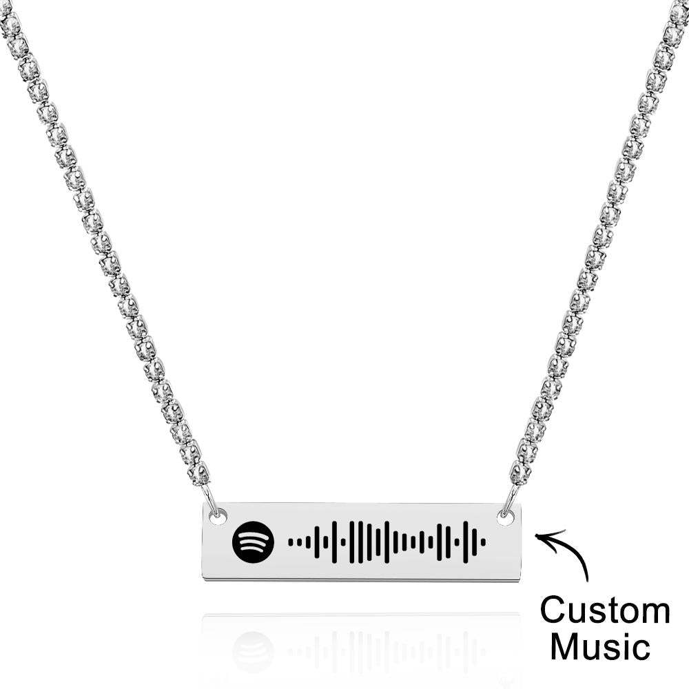 Scannable Spotify Code Bar Necklace Tennis Chain Fashion Gift - yournamenecklaceuk