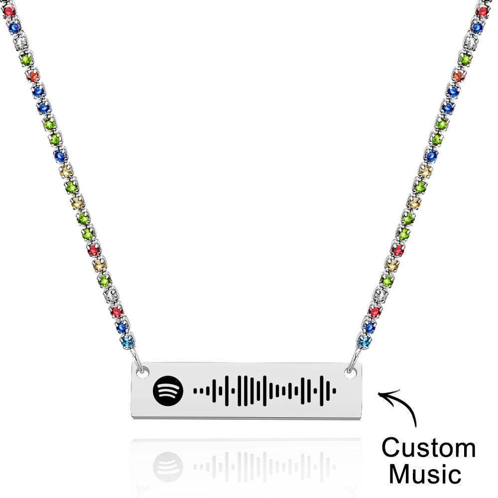 Scannable Spotify Code Bar Necklace Tennis Chain Fashion Gift - yournamenecklaceuk