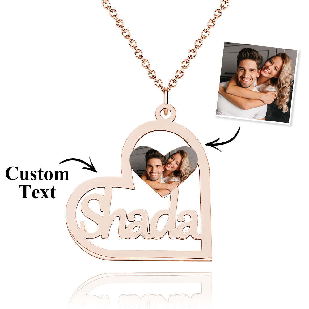Personalized Heart-shaped Name Photo Necklace - yournamenecklaceuk
