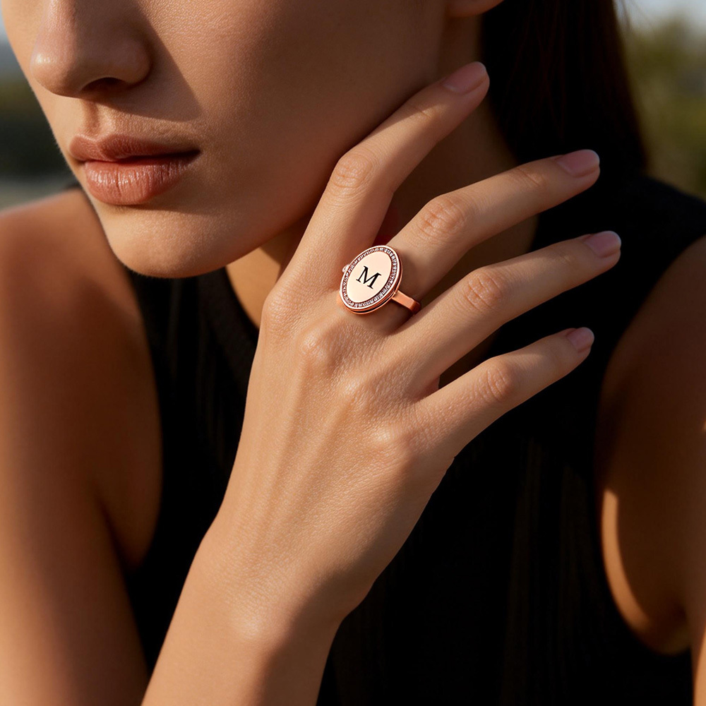 Custom Picture  Vintage-Style Flip Locket Ring with Personalized Locket Ring with Flip Cover Photo Slot Gift For Her Memorial jewelry