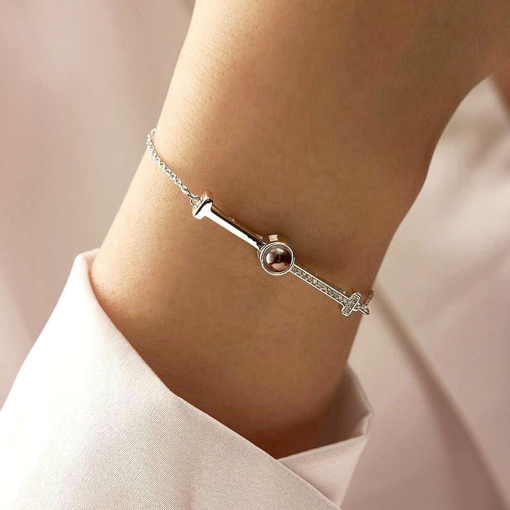 Custom Photo Projection Bracelet Anniversary Simple Couple Gifts - yournamenecklaceuk