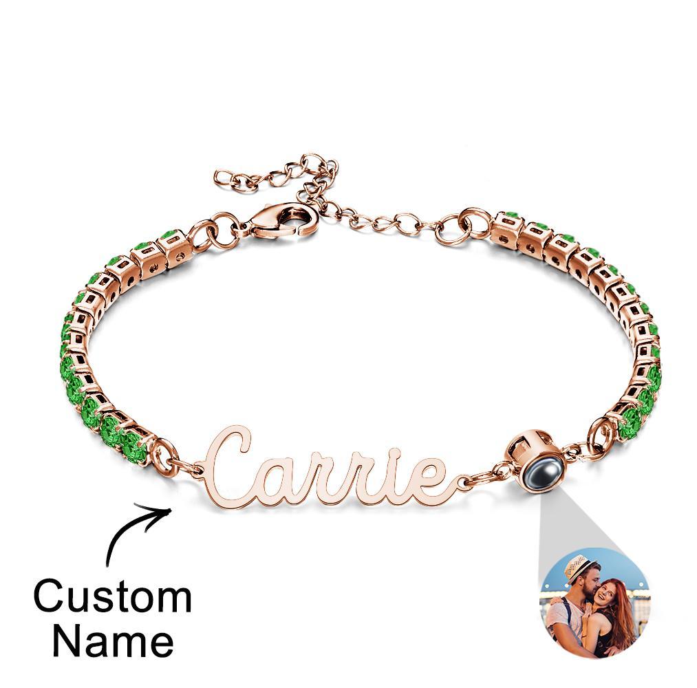 Custom Name Tennis Bracelets Projection Unique Gifts for Girl - yournamenecklaceuk