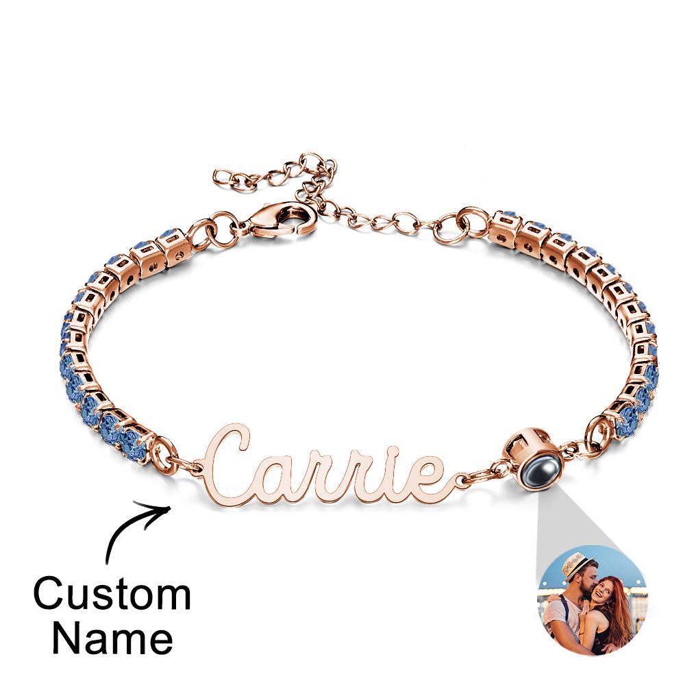 Custom Name Tennis Bracelets Projection Unique Gifts for Girl - yournamenecklaceuk