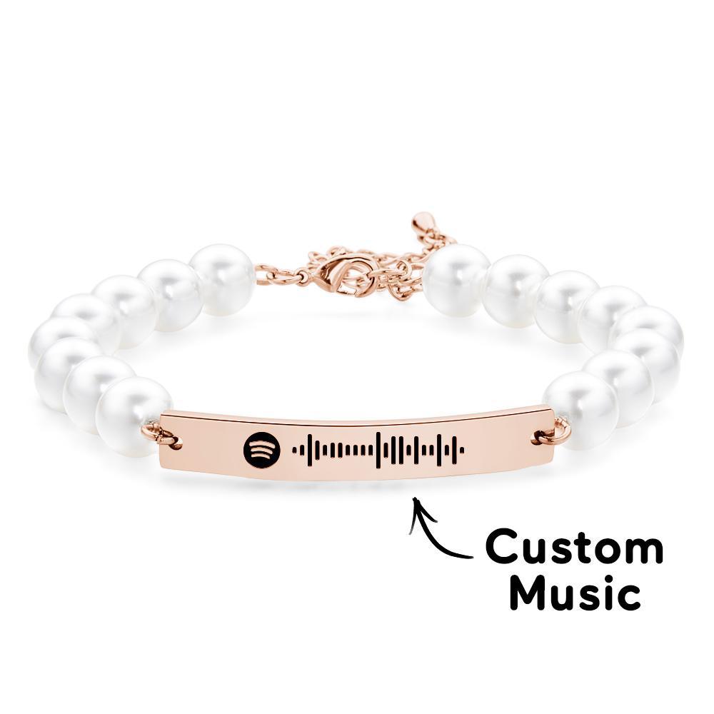 Custom Scannable Spotify Code Bracelet Pearl Love Gift - yournamenecklaceuk