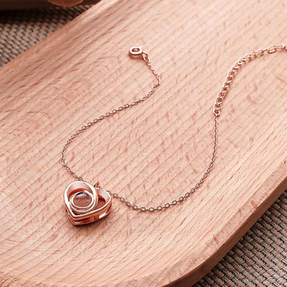 Custom Photo Projection Bracelet Picture Inside Heart Charm Bracelet For Her - yournamenecklaceuk