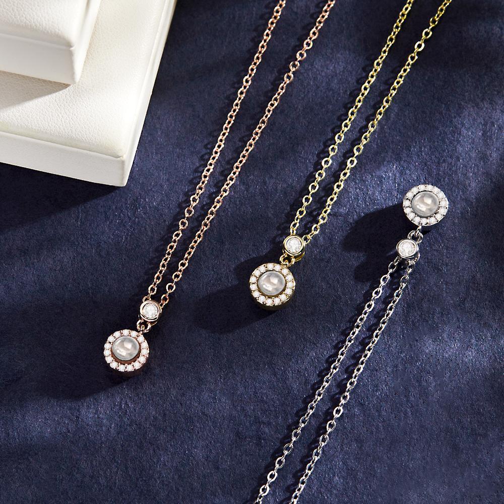 Custom Photo Projection Necklace Petite Halo Photo Necklace Gift for Women - yournamenecklaceuk